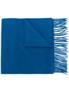 N•peal Fringed Woven Scarf In Blue