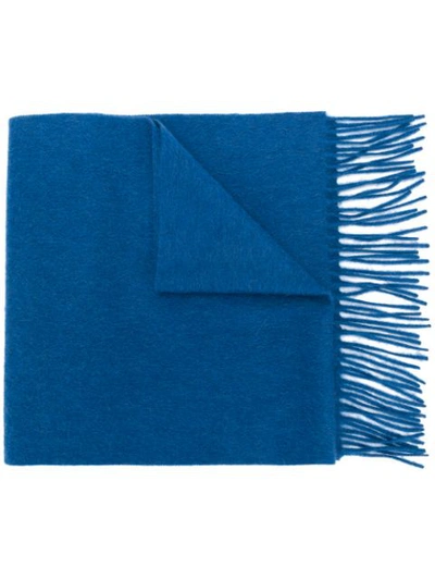 N•peal Fringed Woven Scarf In Blue