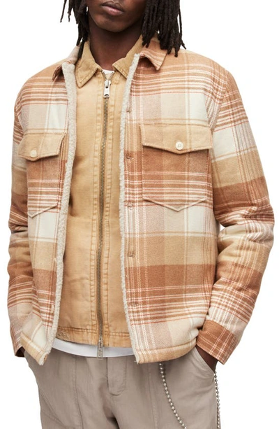 Allsaints Sacco Relaxed Fit Long Sleeve Shirt Jacket In Ecru/camel