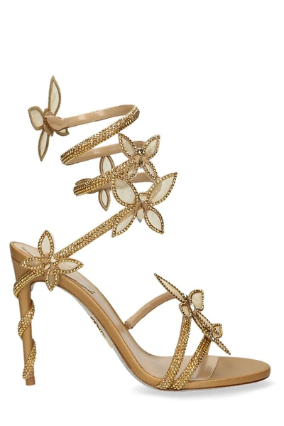 René Caovilla Rene Caovilla Women's Gold Margot Butterfly-embellished Satin Heeled Sandals