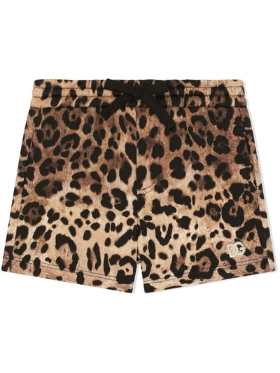 Dolce & Gabbana Babies' Leopard-print Shorts In Beige