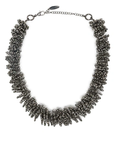 Brunello Cucinelli Oversized Beaded Necklace In Grey