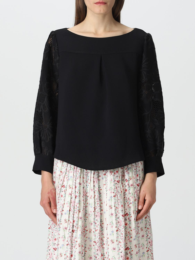 See By Chloé Blouse With Lace Sleeves In Black