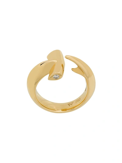 Stephen Webster 18kt Yellow Gold Hammerhead Diamond Ring In Metallic