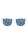 Dior 53mm Rectangular Sunglasses In White Blue