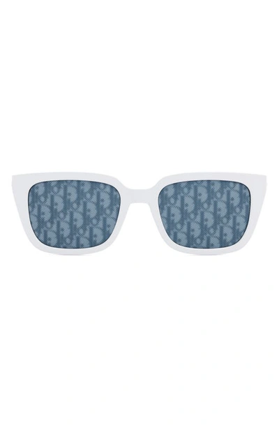 Dior 53mm Rectangular Sunglasses In White Blue