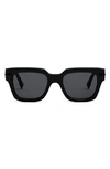 Fendi Graphy 51mm Rectangular Sunglasses In Shiny Black