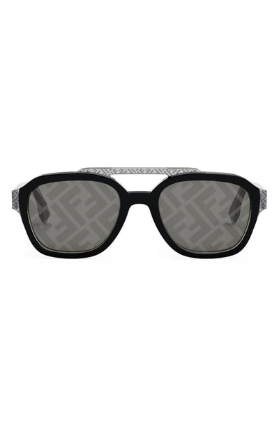 Fendi Men's Monogram Acetate Double-bridge Sunglasses In Grey Other Smoke