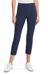 Theory Eco Pintuck Stretch Cotton Blend Crop Pants In Nocturne Navy