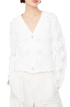 Vince Lace Stitch Cotton-blend Cardigan In Optic White
