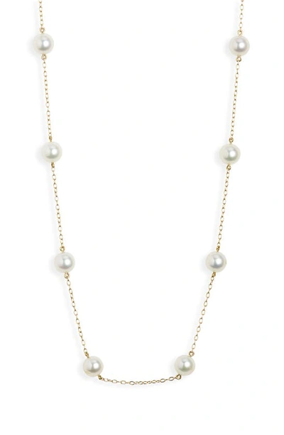 Mikimoto Women's 18k Yellow Gold & 6.5mm Cultured Akoya Pearl Station Necklace In White Gold
