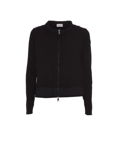 Moncler Black Tricot Cardigan In Nero