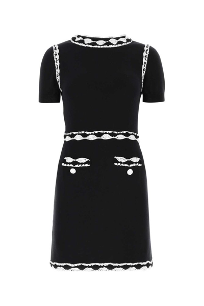 Moschino Lace-trim Knitted Dress In Black