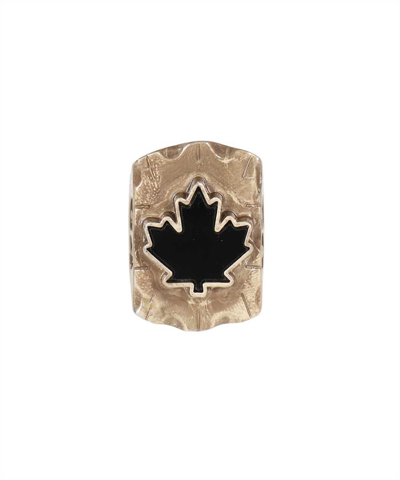 Dsquared2 Maple-leaf Detail Ring In Silver