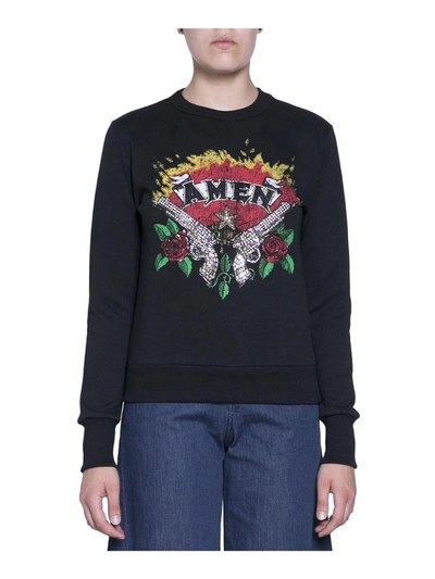 Amen Embroidered Cotton Sweatshirt In Nero