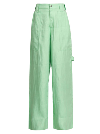 Stella Mccartney Wide-leg Fluid Twill Trousers In Green