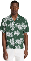 Rag & Bone Avery Printed Short Sleeve Button-up Camp Shirt In Black Crane