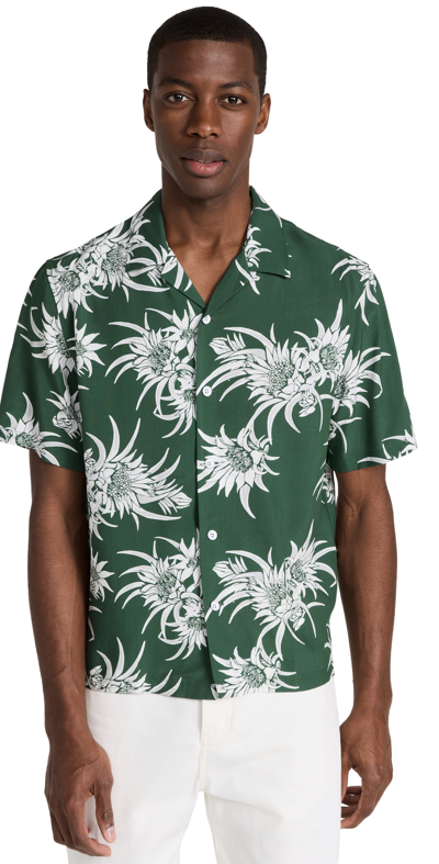 Rag & Bone Avery Printed Short Sleeve Button-up Camp Shirt In Green