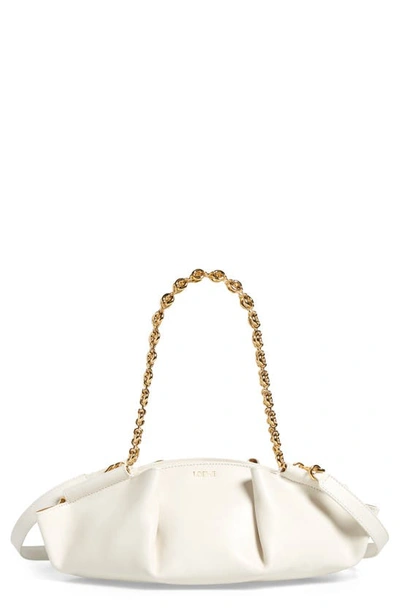 Loewe Paseo Small Leather Chain Shoulder Bag In Soft White