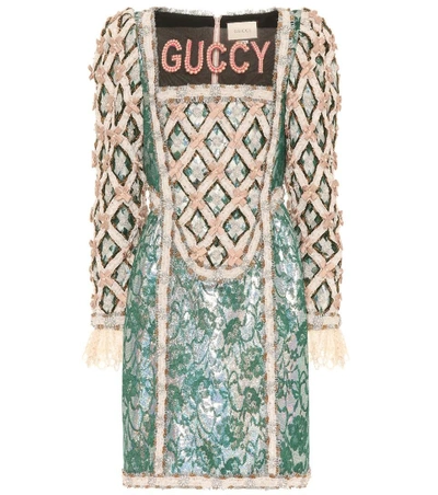 Gucci Guccy Embellished Minidress In Green | ModeSens