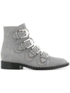 Givenchy Elegant Embellished Suede Ankle Boots In Grey