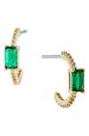 Nadri Tennis, Anyone Cubic Zirconia Small Hoop Earrings In Gold With Emerald