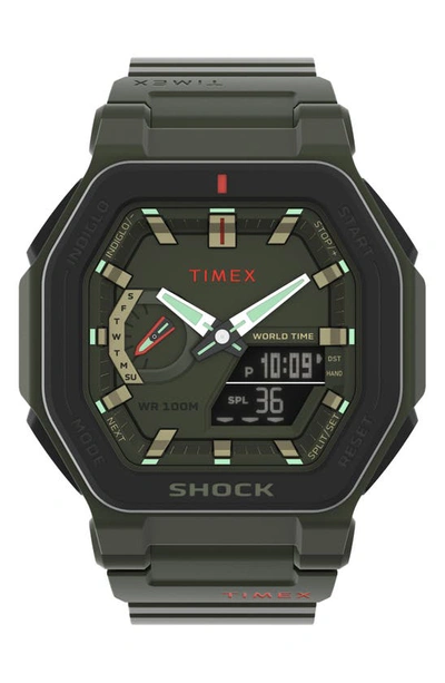 Timex Command Encounter Ana-digi Resin Strap Watch, 45mm In Green