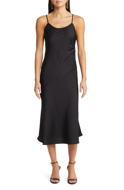 Open Edit Bias Cut Satin Slipdress In Black