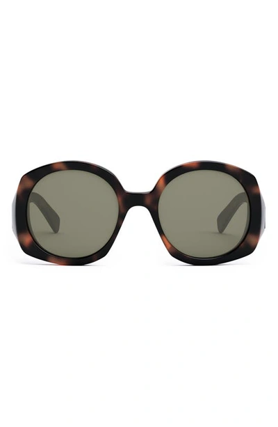 Celine Bold 3 Dots 53mm Round Sunglasses In Colored Havana / Green