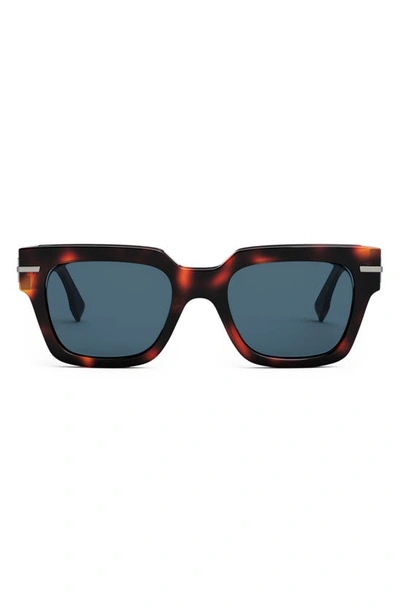 Fendi Graphy 51mm Rectangular Sunglasses In Blonde Havana Blu