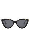 Fendi Lettering 55mm Cat Eye Sunglasses In Havana/smoke