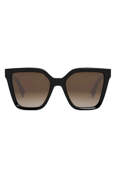 Fendi Lettering 54mm Gradient Square Sunglasses In Shiny Black