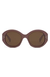 Celine Bold 3 Dots 53mm Polarized Gradient Round Sunglasses In Shiny Bord