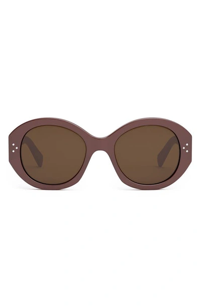 Celine Bold 3 Dots 53mm Polarized Gradient Round Sunglasses In Shiny Bord