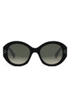 Celine Bold 3 Dots 53mm Polarized Gradient Round Sunglasses In Shiny Black