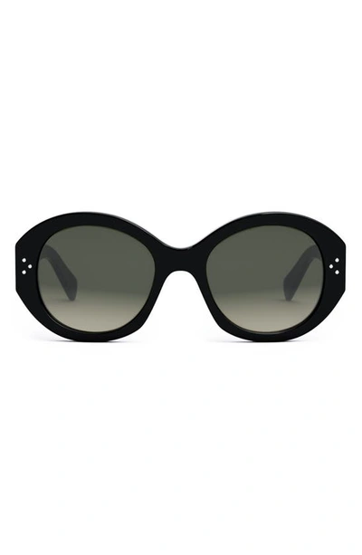 Celine Bold 3 Dots 53mm Polarized Gradient Round Sunglasses In Black/gray Gradient