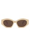 Celine Triomphe 54mm Cat Eye Sunglasses In Shiny Beige / Brown