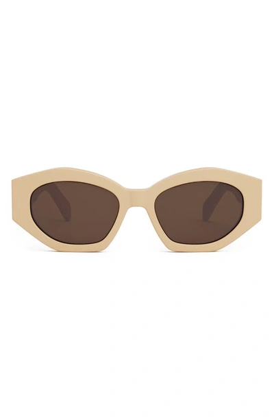 Celine Triomphe 54mm Cat Eye Sunglasses In Shiny Beige / Brown