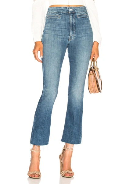 Mother Back Tie Flared Jeans In Blue