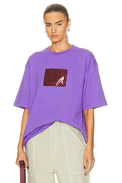 Acne Studios Womens Iris Purple Exford Patent-smiley Cotton-jersey T-shirt