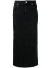 Maje High-waisted Straight Denim Skirt In Black