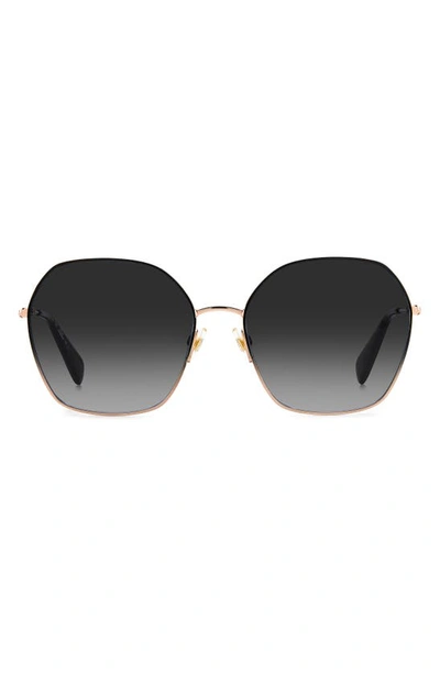 Kate Spade Kenna 57mm Square Sunglasses In Black Pink/grey Shaded