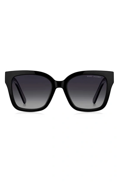 Marc Jacobs 53mm Gradient Square Sunglasses In Black Grey/ Gray Polar