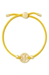 Tory Burch Miller Logo Slider Bracelet In Tory Gold / Goldfinch