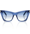 Saint Laurent 55mm Translucent Cat Eye Sunglasses In Blue