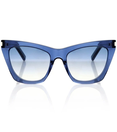 Saint Laurent 55mm Translucent Cat Eye Sunglasses In Blue