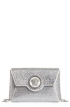 Versace La Medusa Crystal Encrusted Wallet On A Chain In Optical White/ Palladium
