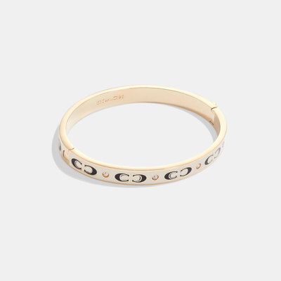 Coach Outlet Signature Enamel Hinged Bangle In Silver