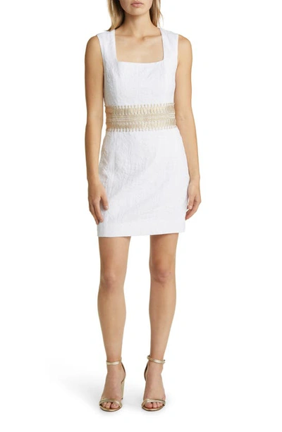 Lilly Pulitzer Rubina Embroidered Square Neck Floral Jacquard Dress In Resort White Pineapple