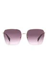 Rag & Bone 58mm Square Sunglasses In Red Gold/ Grey Pink